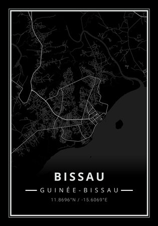 Street map art of Bissau city in Guinea Bissau - Africaの写真素材