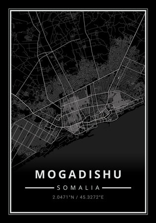 Street map art of Mogadishu city in Somalia - Africaの写真素材