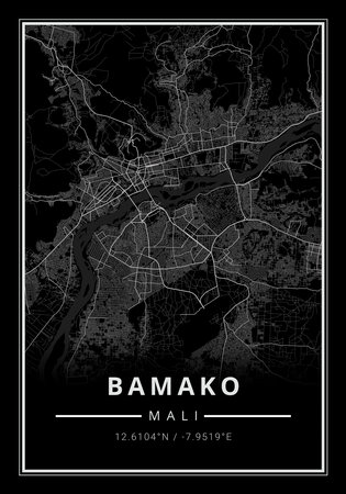 Street map art of Bamako city in Mali - Africaの写真素材