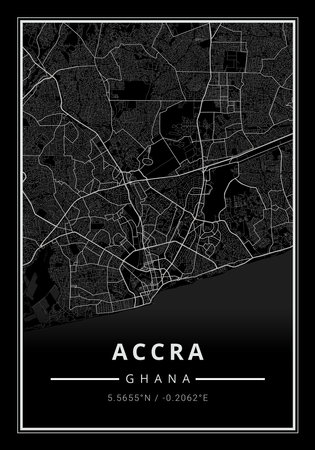 Street map art of Accra city in Ghana - Africaの写真素材
