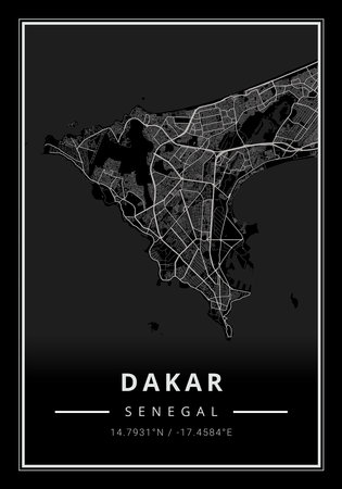 Street map art of Dakar city in Senegal - Africaの写真素材