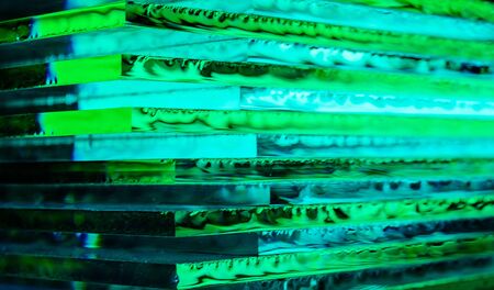 Abstract  background with stack of glass sheets. corner viewの写真素材
