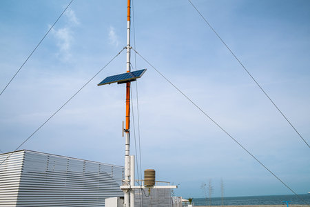 Renewable electric energy concept. Small solar panel ecological power for alternative green energy....
