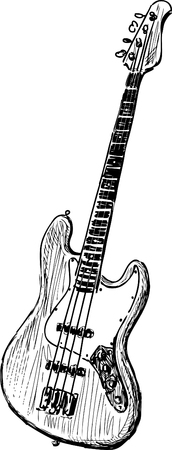 Vector sketch of an electric bass guitar.のイラスト素材