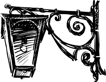 The vector sketch of an old streetlight.のイラスト素材