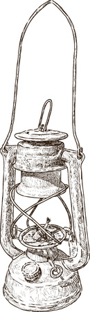Vector drawing of an obsolete kerosine lamp.のイラスト素材