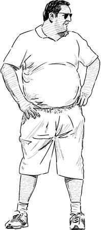 Sketch of a obese person.のイラスト素材