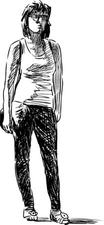 Sketch of a casual townswoman.のイラスト素材