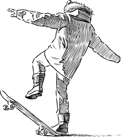 Vector image of a boy on a skateboardのイラスト素材