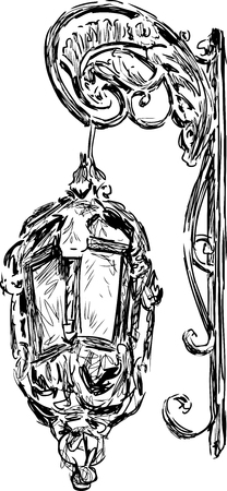 Vector sketch of an ancient street lamp.のイラスト素材