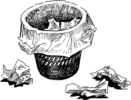 Vector drawing of a basket for the office trashのイラスト素材