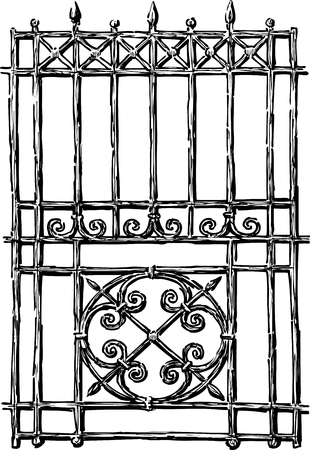 Vector drawing of a fragment of a garden fenceのイラスト素材
