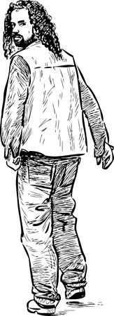 Sketch of a looking back manのイラスト素材