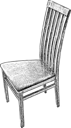 Vector drawing of an old wooden chairのイラスト素材