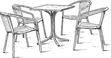 The furniture in the summer cafeのイラスト素材