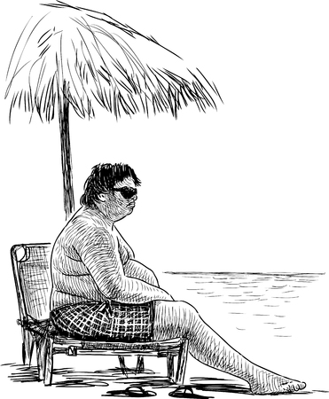 A person sunbathing on the beachのイラスト素材