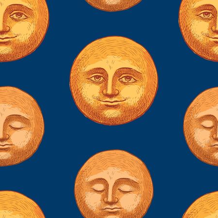 pattern of the smiling and sleeping moonsのイラスト素材