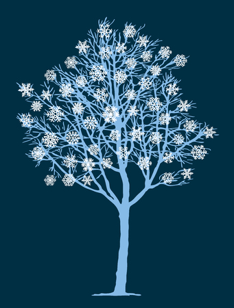 Vector image of a frozen tree in winterのイラスト素材