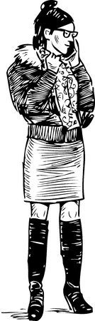 Young city woman talking on a mobile phoneのイラスト素材