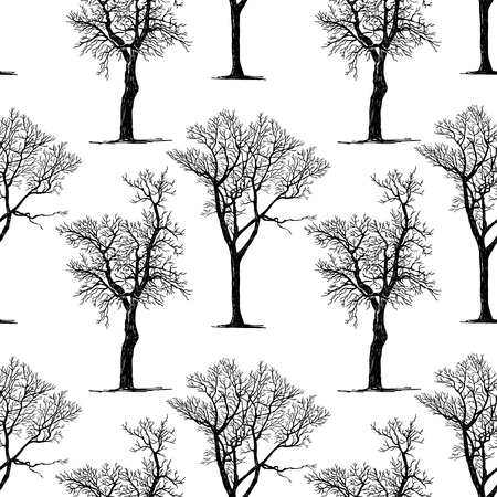 Seamless pattern of trees silhouettesのイラスト素材