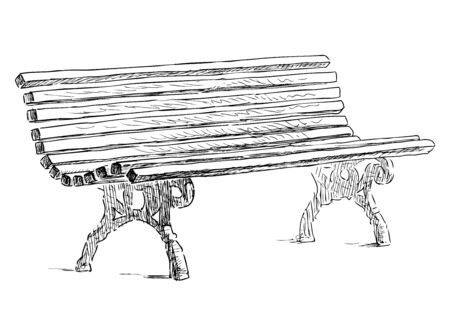 Sketch of wooden bench in city parkのイラスト素材