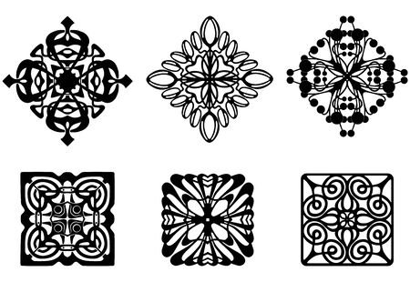 Vector image of various ornamental design elements silhouettesのイラスト素材