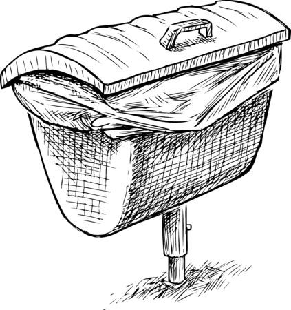 Sketch of container for trash standing on resort beachのイラスト素材