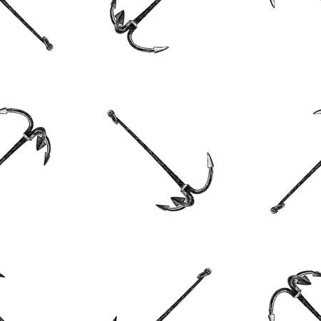 Seamless pattern of drawn old ship anchorsのイラスト素材