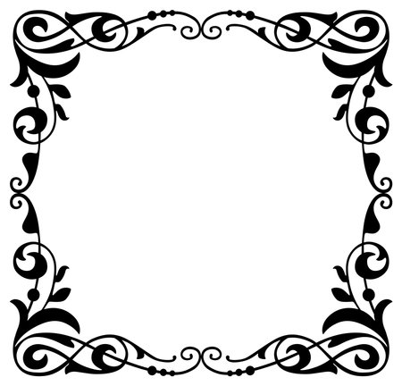 Vector illustration of decorative floral vintage square frame isolated on white, background for decorating greeting cards,invitationsのイラスト素材