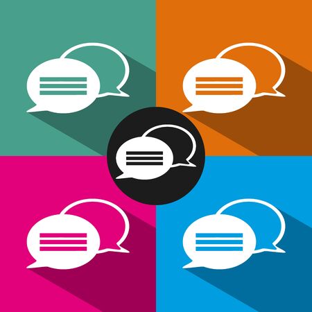 Trendy flat icons. Speech bubbles setのイラスト素材