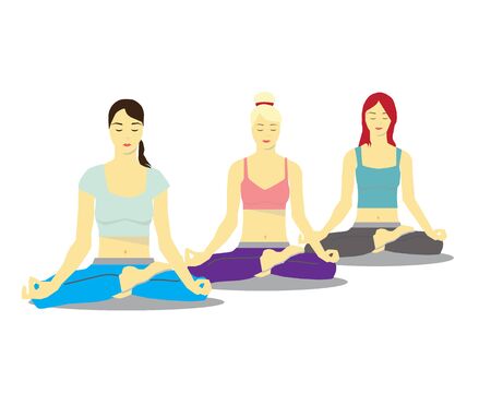 Yoga for women. Yoga poses. Lotus yoga pose.のイラスト素材