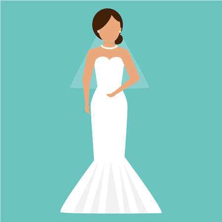 Beautiful young bride on wedding day.のイラスト素材