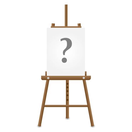 Wooden easel with question mark on white paperのイラスト素材
