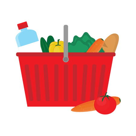 basket with foodのイラスト素材