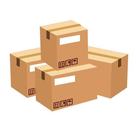 Set of cardboard boxesのイラスト素材