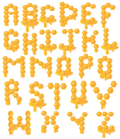 Honey cell alphabetのイラスト素材