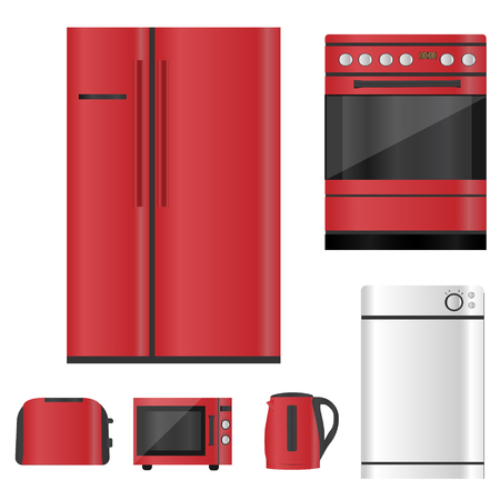 Kitchen red appliances setのイラスト素材