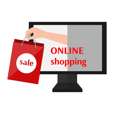 Online shoping monitorのイラスト素材