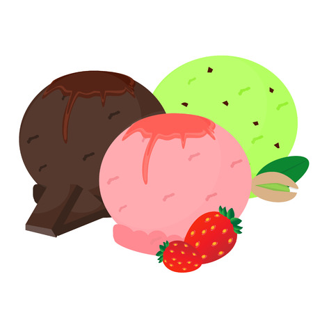 Three ice cream ballsのイラスト素材