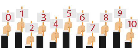 Hands holding score cardsのイラスト素材