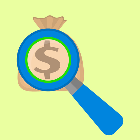 Money bag with magnifierのイラスト素材