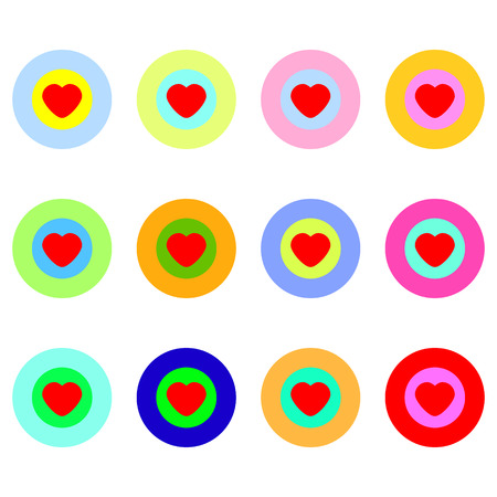 Colorful hearts icon setのイラスト素材