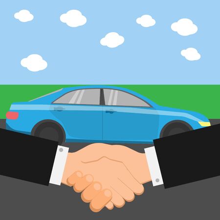 Car dealer and client shaking hands.のイラスト素材