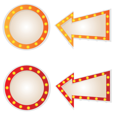 Neon ad arrow and circle setのイラスト素材