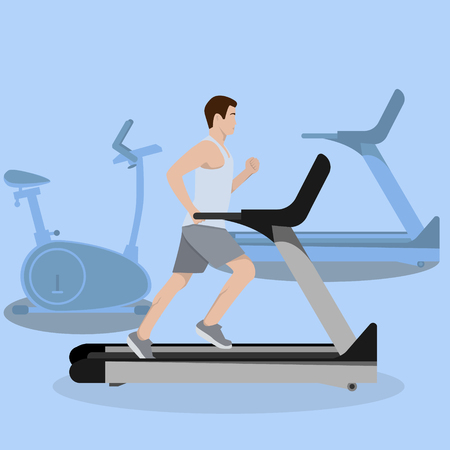 Man on treadmill side viewのイラスト素材