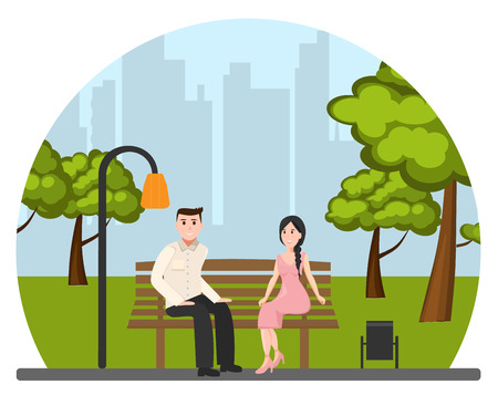 Young couple in parkのイラスト素材