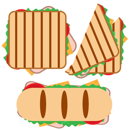 Small set of grilled sandwichのイラスト素材