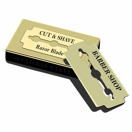 Traditional razor blade resting on the blade box.のイラスト素材
