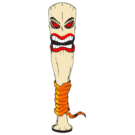 wooden baseball bat with cartoon type face.のイラスト素材