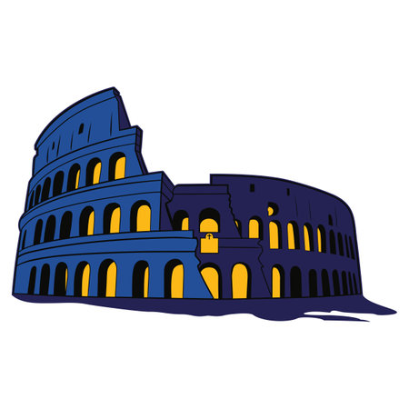 Ilustración de The Colosseum is the most important amphitheater and the imposing monument of ancient Rome. - Imagen libre de derechos